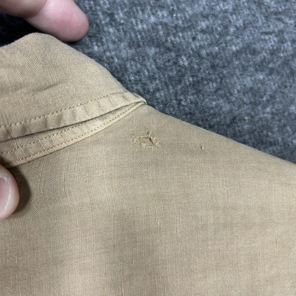 Vintage Polo Ralph Lauren Shirt Mens M Tan Asian Chinese Theme Silk Linen